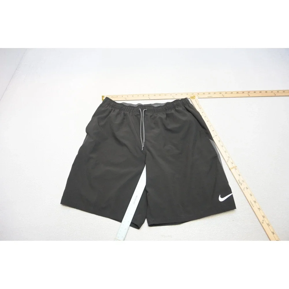 Nike Swim Trunks Men XL Black Grey Mesh Lined Drawstring Pockets Excellent